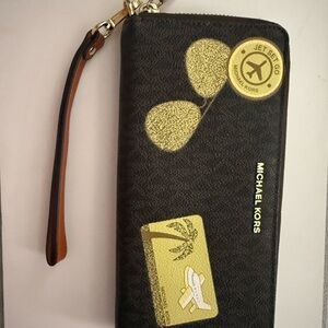Michael Kors Orange Wallet with Gold Zipper